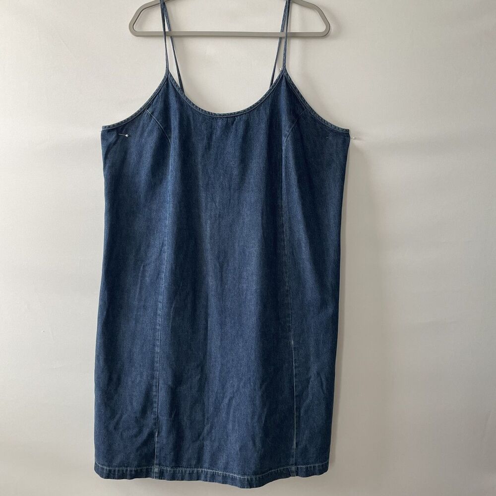 Vintage Venezia Jeans Denim Slip Dress Blue Sleeveless Midi Women's Size 18